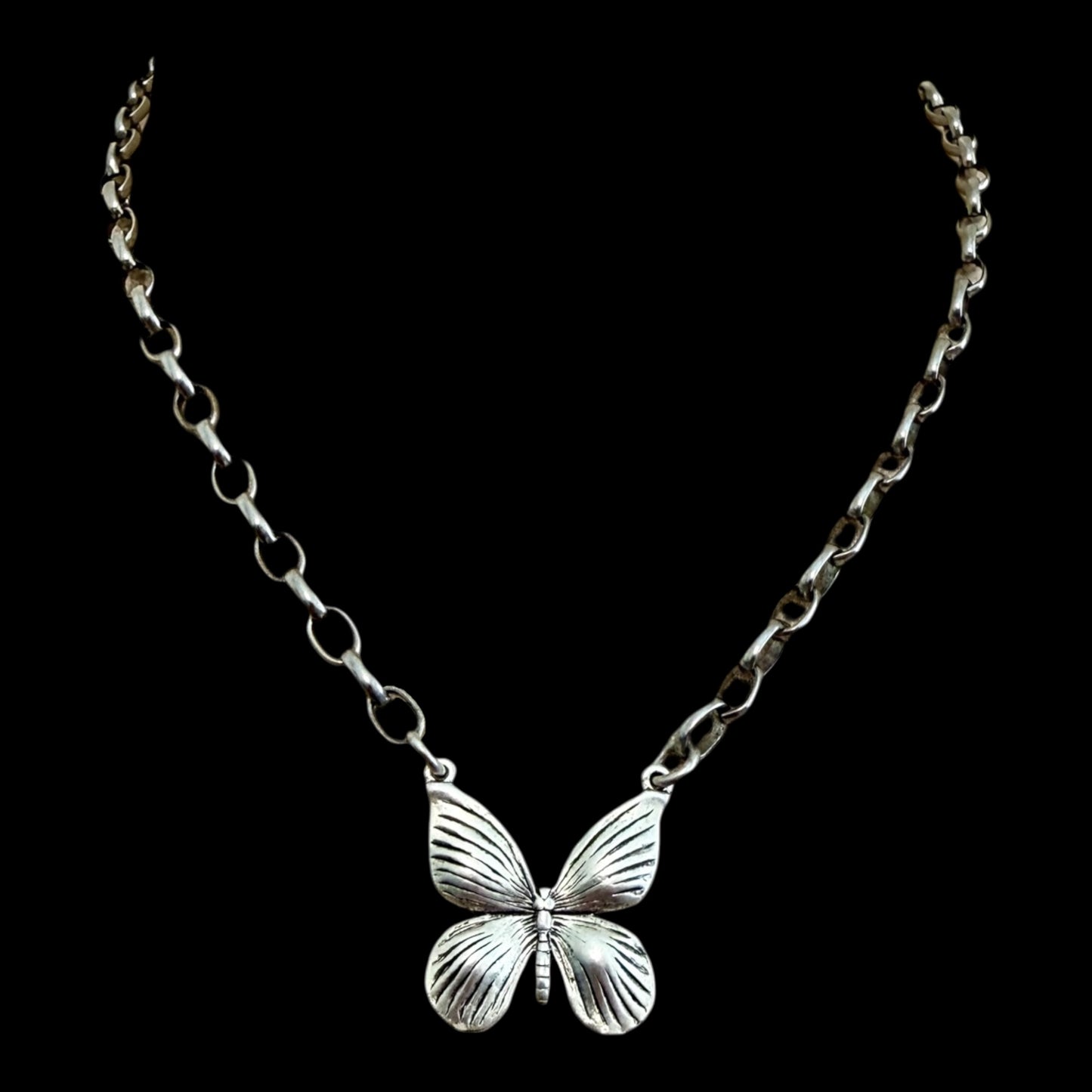 Vintage Sterling Plated Reproduction Butterfly Necklace