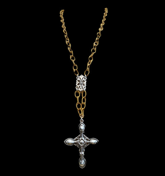 Vintage Reproduction Sterling and Gold Plated Cross