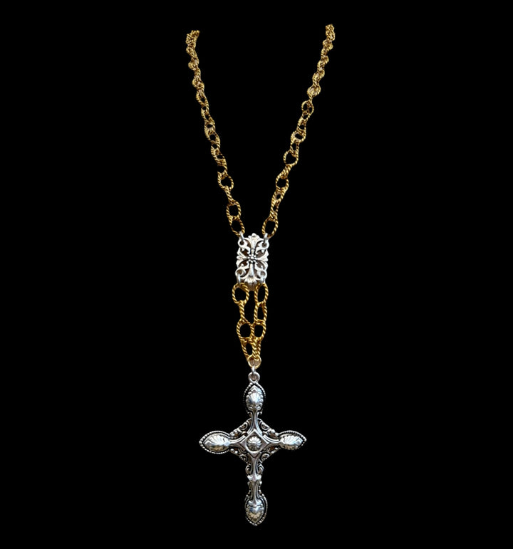 Vintage Reproduction Sterling and Gold Plated Cross