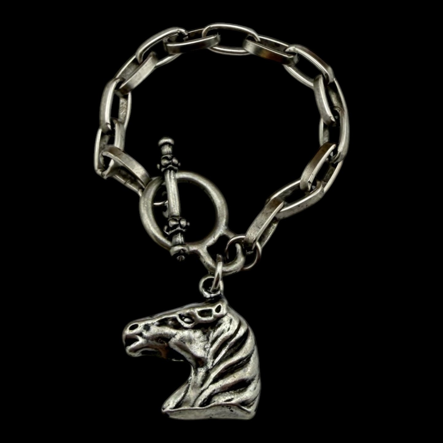 Sterling Plated Reproduction Horse Toggle Bracelet