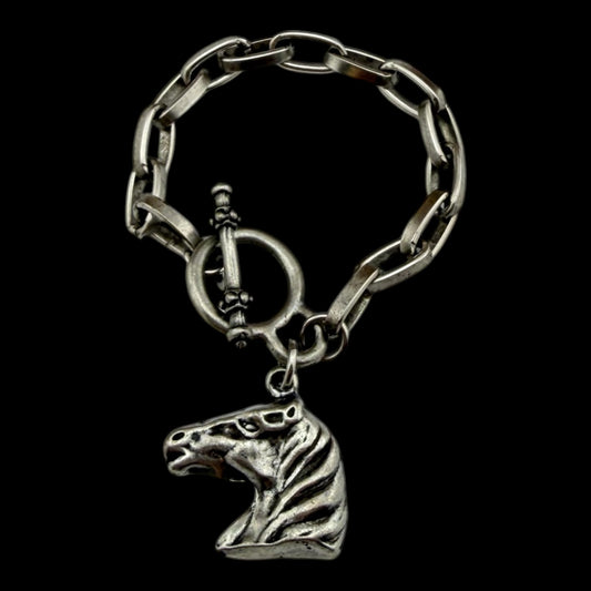 Sterling Plated Reproduction Horse Toggle Bracelet