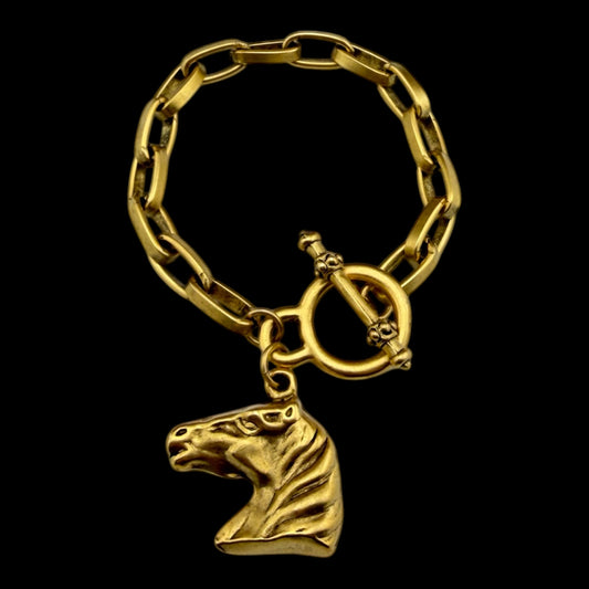 Gold Plated Reproduction Horse Toggle Bracelet