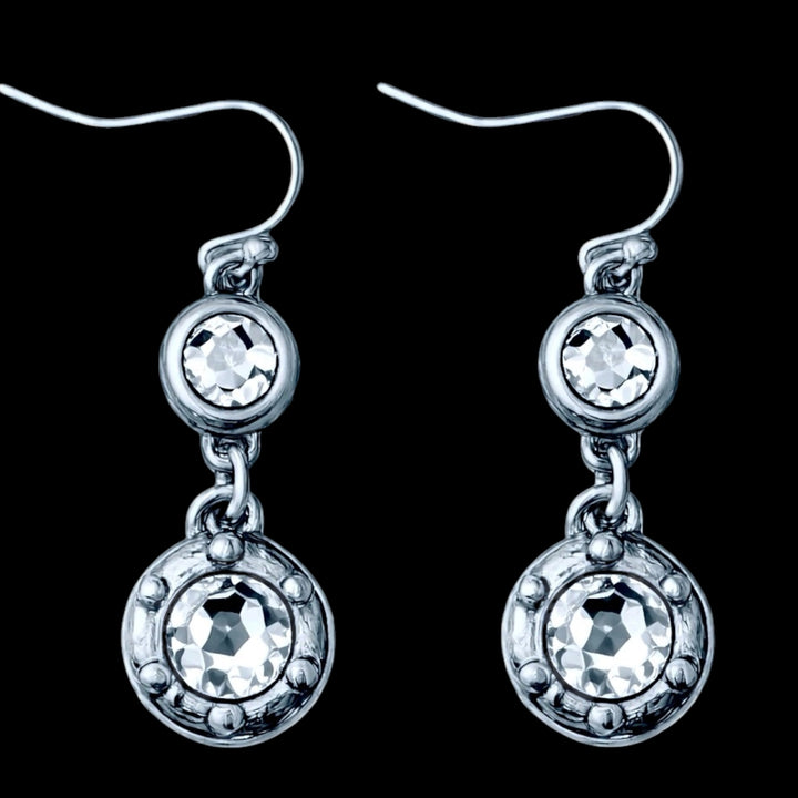 Sterling Plated Double Swarovski Crystal Earrings