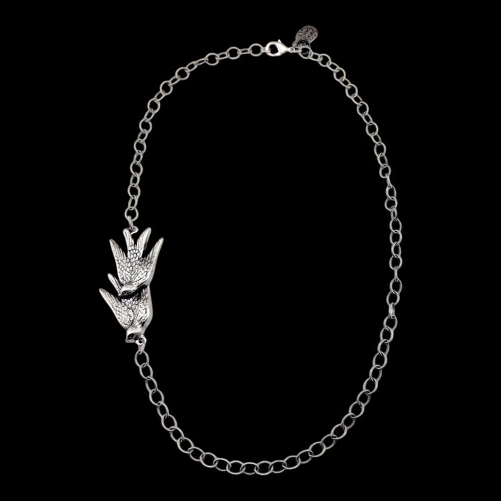 Sterling Plated 20" Chain with Vintage Double Bird Pendant