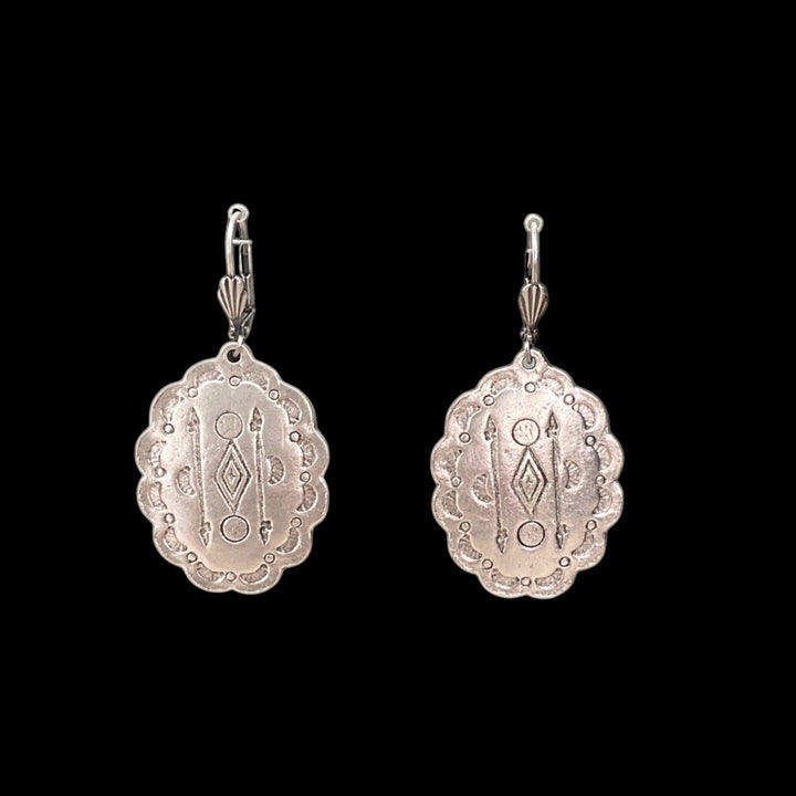 Vintage Sterling Plated Reproduction Artisanal Scalloped Earrings