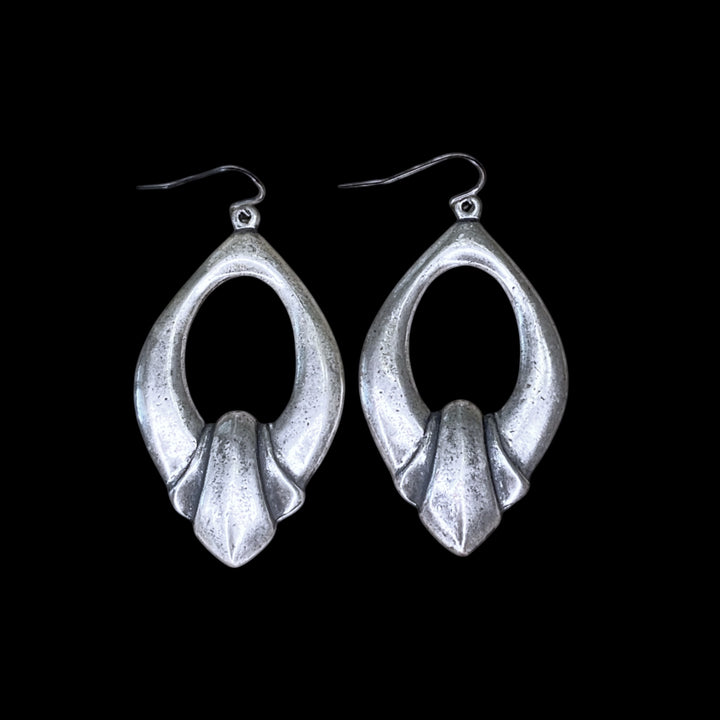 Repurposed sterling plated elongated french drop earring