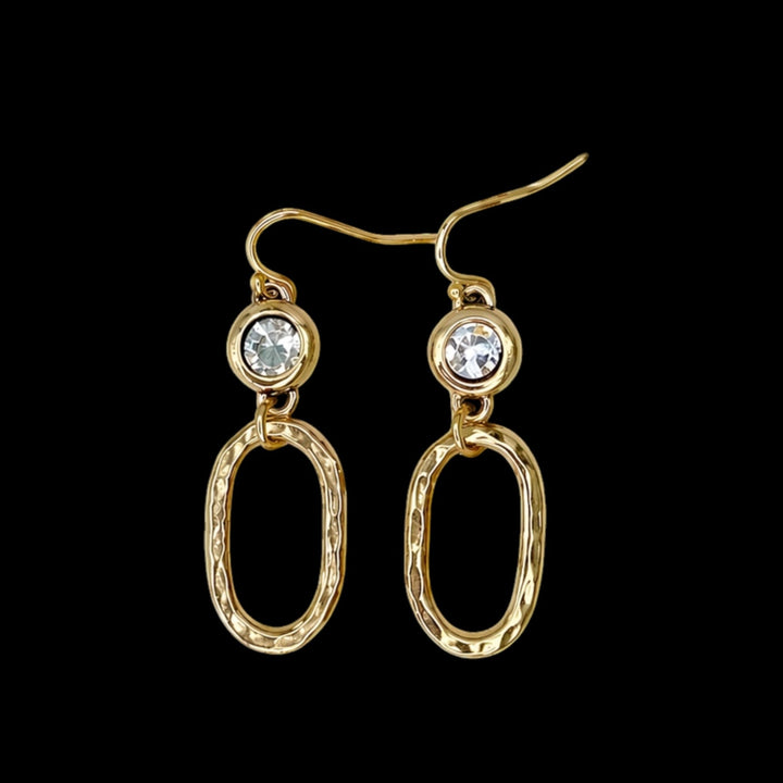Repurposed Oval Crystal Earrings