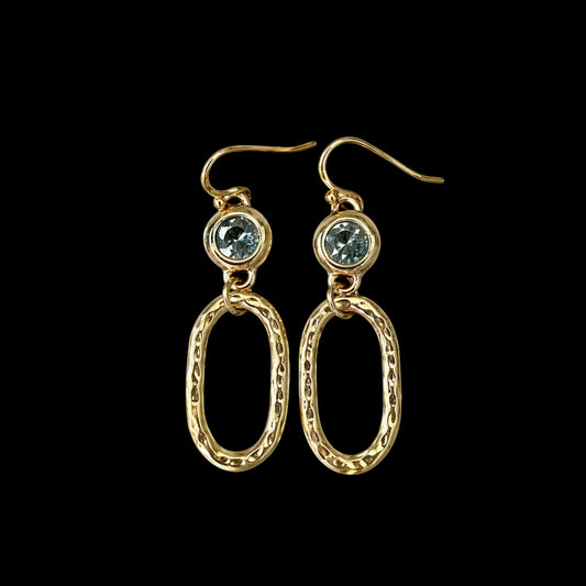 Repurposed Black Diamond Oval Earrings