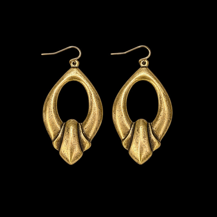 Repurposed gold plated elongated french earring