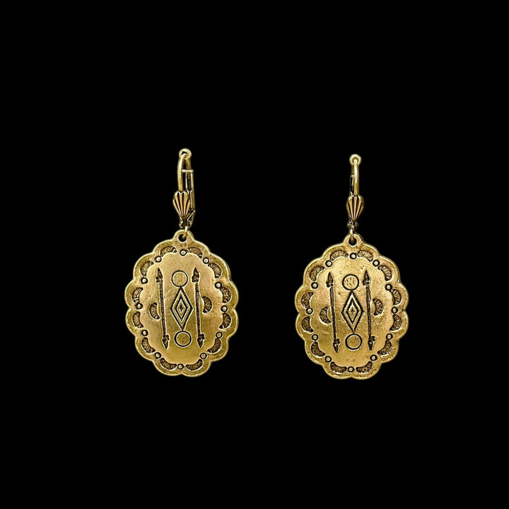 Vintage Gold Plated Reproduction Artisanal Scalloped Earrings