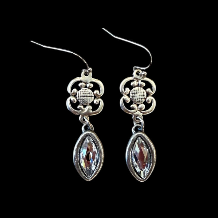 Vintage Reproduction Clover &amp; Crystal Earrings