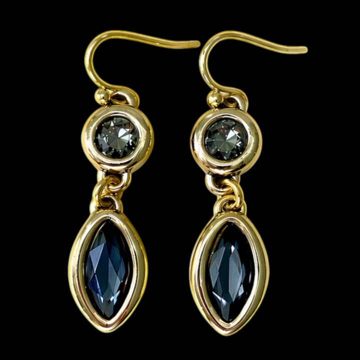 Vintage Reproduction Black Diamond Dangle Earrings