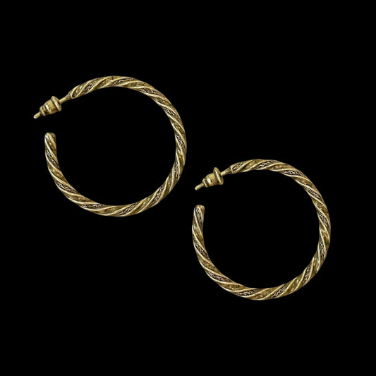 Large Gold Plated Vintage Hoop Earrings