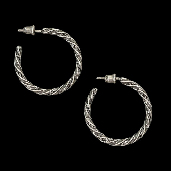 Medium Silver Vintage Hoop Earrings