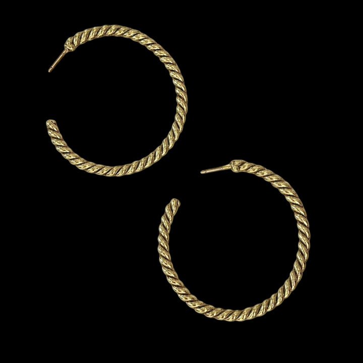 Gold Plated Vintage Rope Hoop Earrings