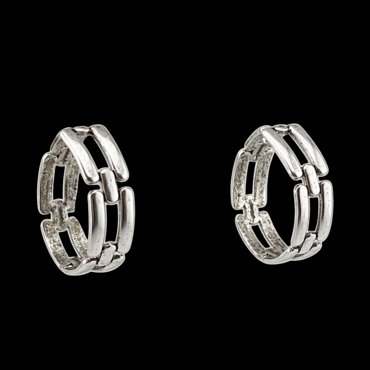 Vintage Reproduction Sterling Plated Link Hoops