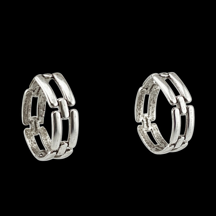 Vintage Reproduction Sterling Plated Link Hoops