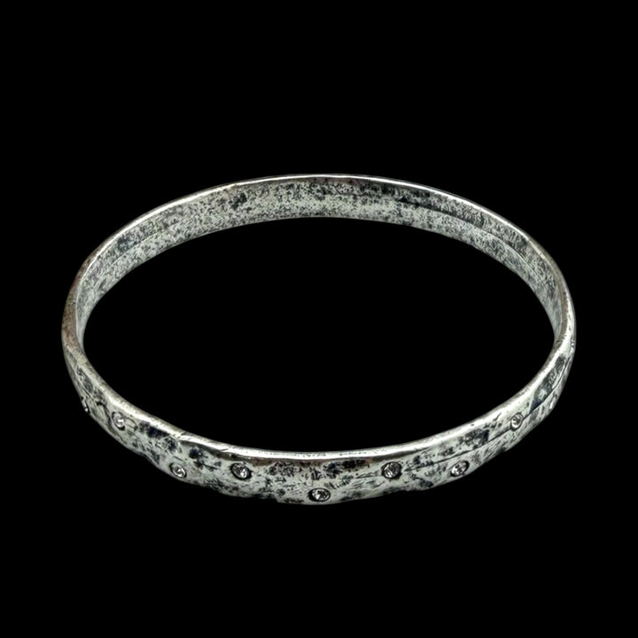 Vintage Reproduction Sterling Plated Bangle With Small Crystals