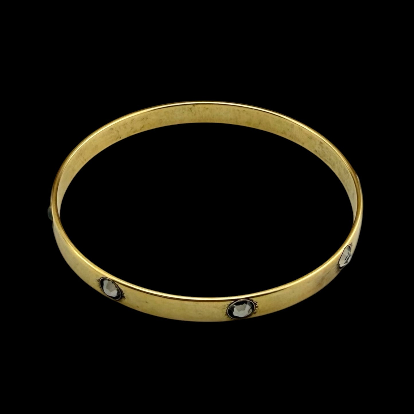 Vintage Large Gold Bangle with Crystals