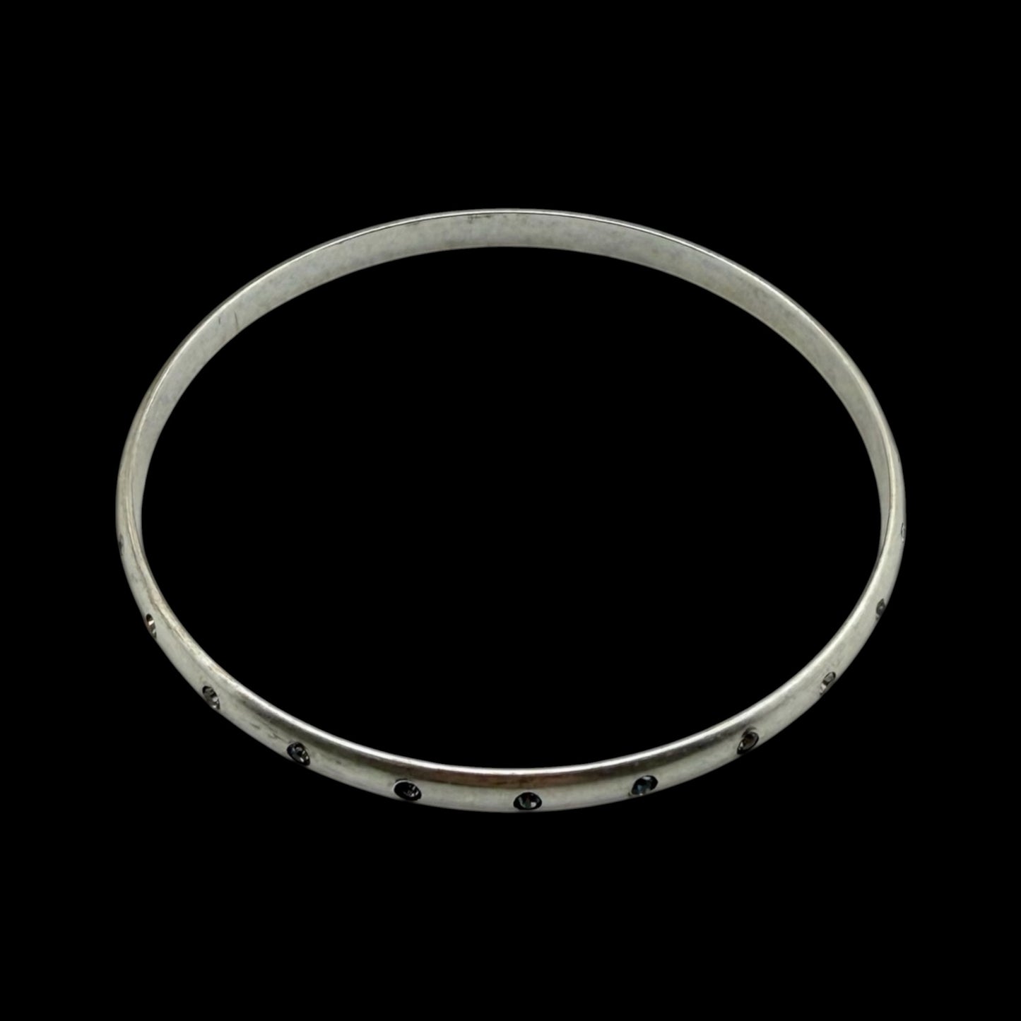 Vintage Silver Bangle with Crystals
