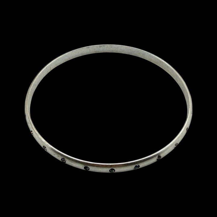 Vintage Silver Bangle with Crystals