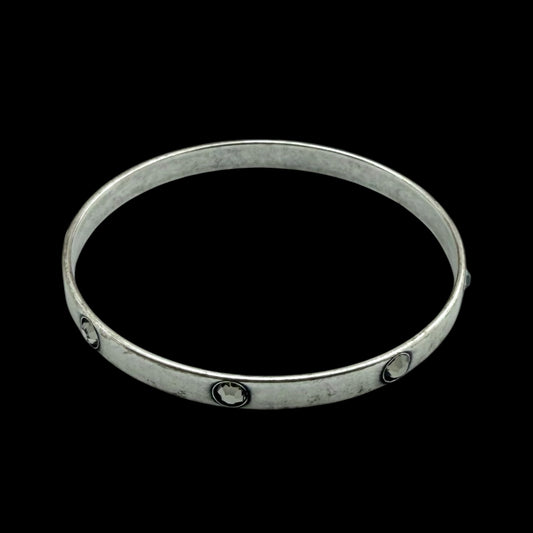 Vintage Large Silver Bangle with Crystals