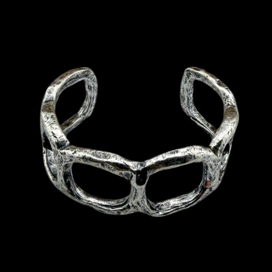 Sterling plated Repurposed organic circles cuff bracelet