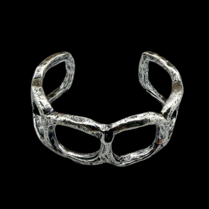 Sterling plated Repurposed organic circles cuff bracelet