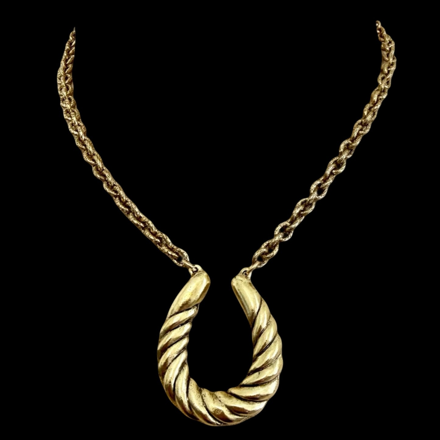 Gold Plated Ribboned Horseshoe Necklace