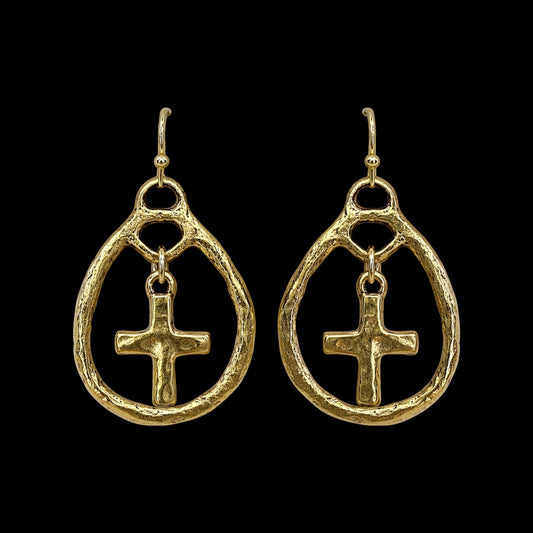 Cross Teardop Earrings