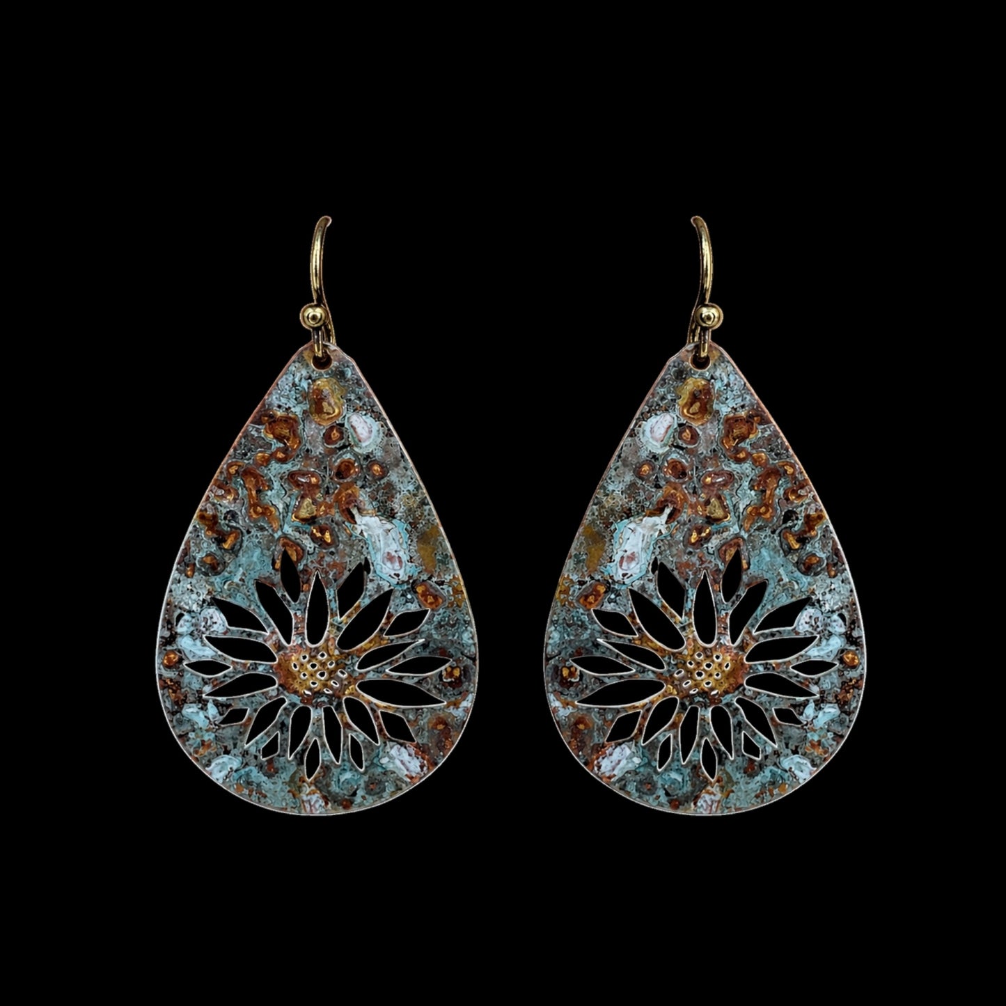 Patina Sunflower Earrings