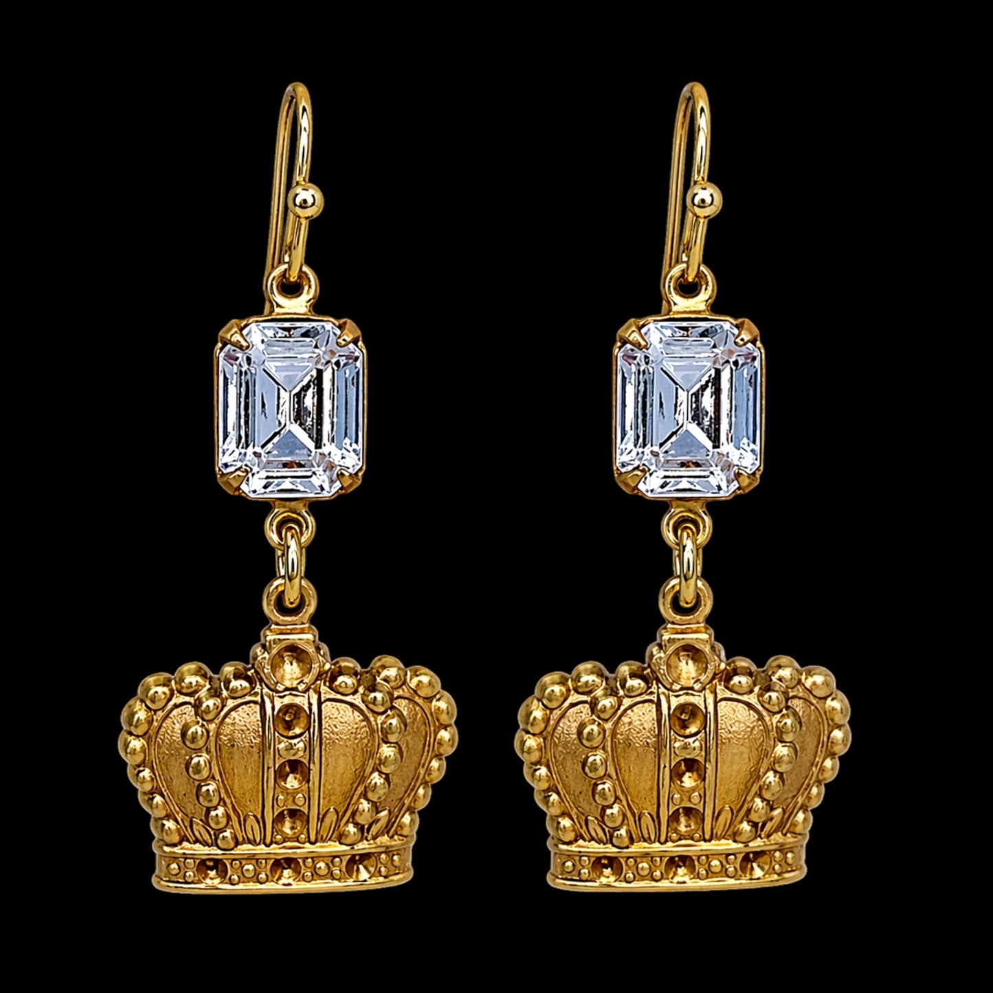 Vintage Rhinestone Crown Earrings