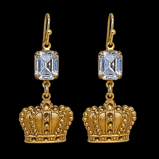 Vintage Rhinestone Crown Earrings