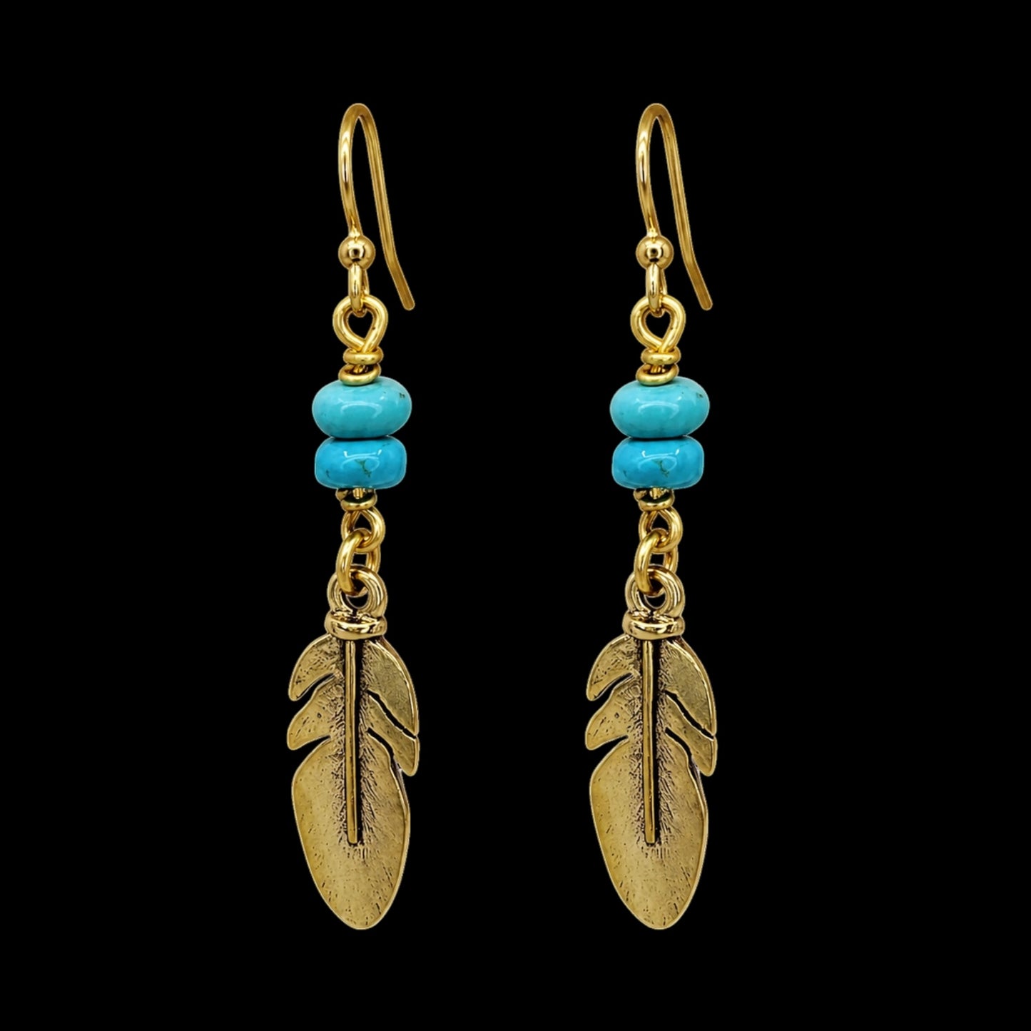 Turquoise Feather Earrings