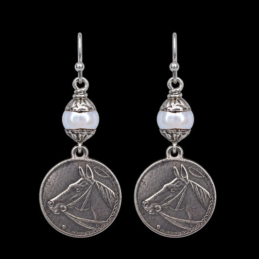 Vintage Horse Coin Earrings