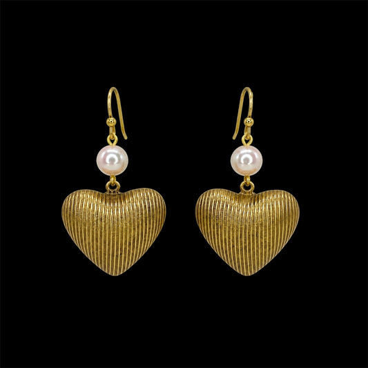 Vintage Gold Plated Hearts with Vintage Pearls