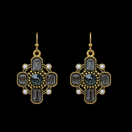 Antique Brass with Black Diamond Rhinestones