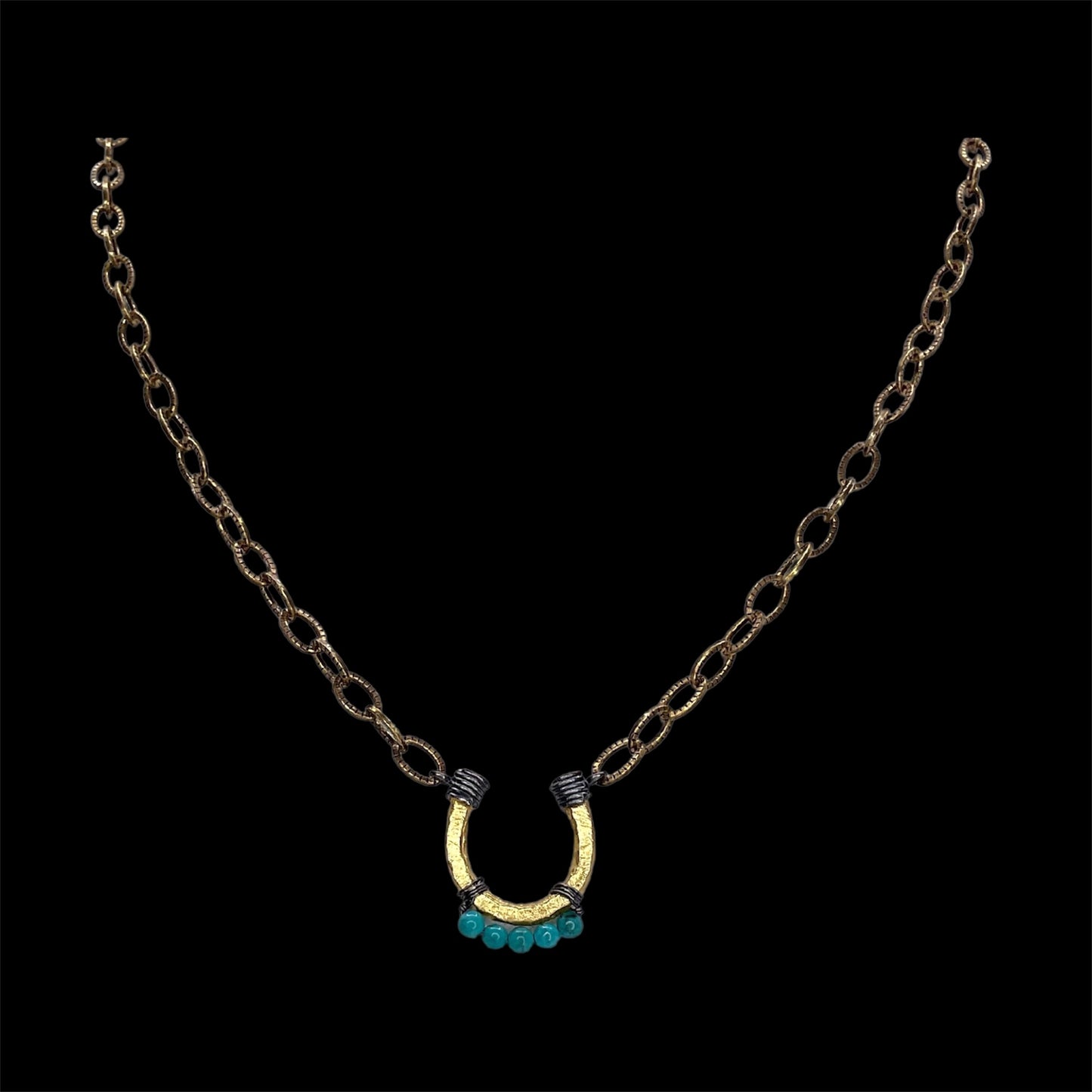 Gold Plated and Turquoise Horse-shoe
