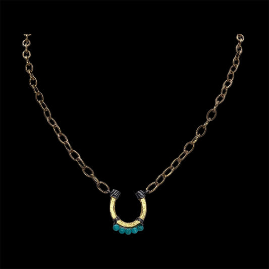 Gold Plated and Turquoise Horse-shoe