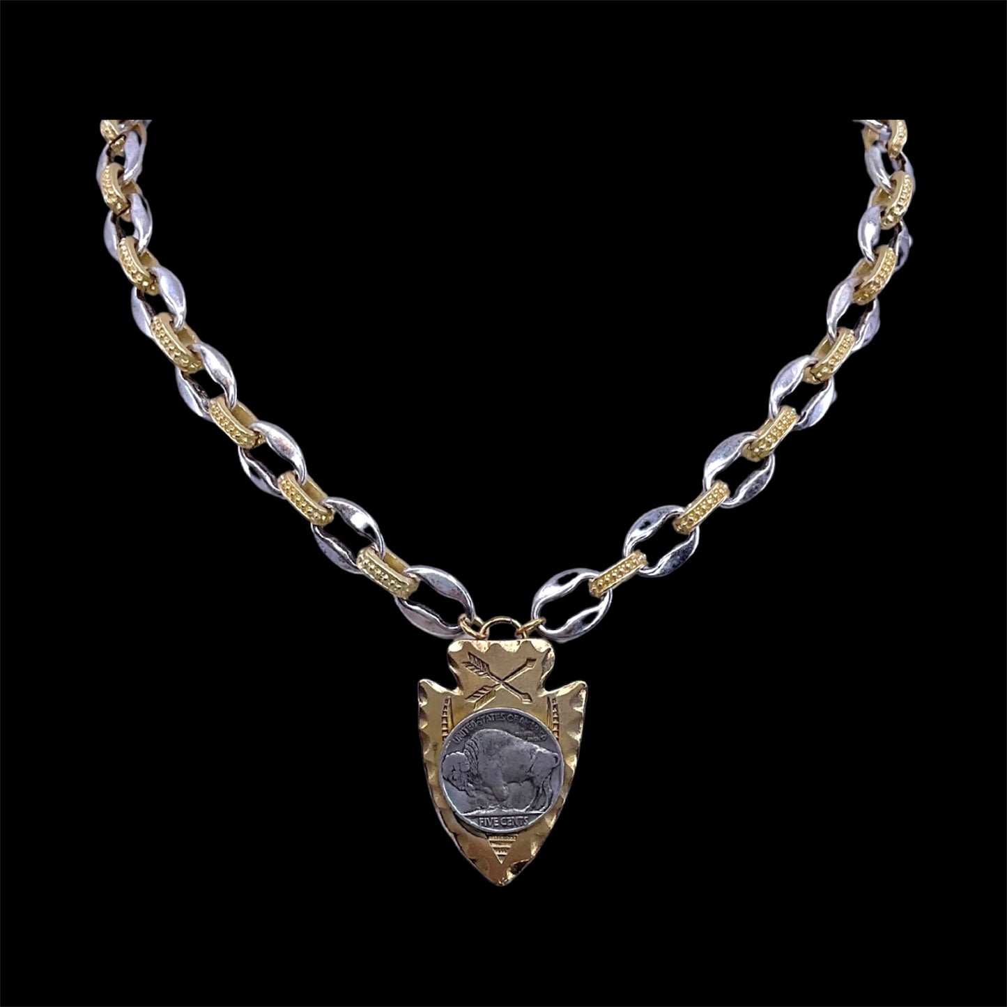 Vintage Mixed Metal Chain with Vintage Buffalo Coin