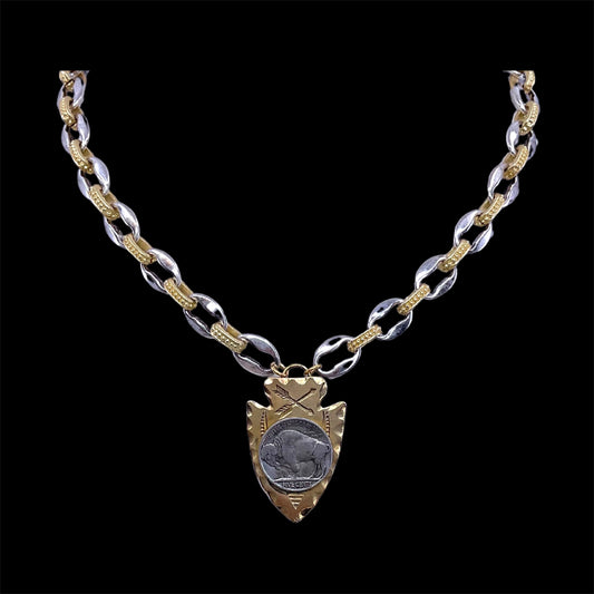 Vintage Mixed Metal Chain with Vintage Buffalo Coin
