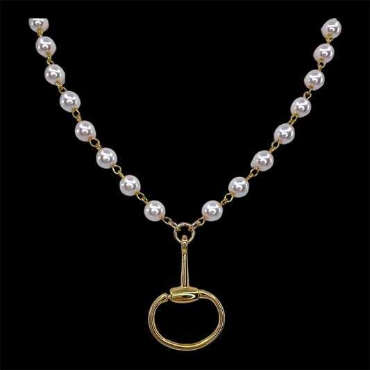 Vintage Faux Pearls With Vintage Gold Plated Horse Bit