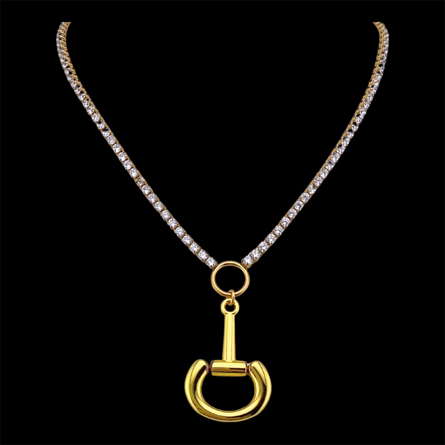 Vintage Rhinestone Chain with Vintage Gold Plated Horse-Bit