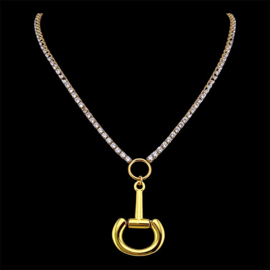 Vintage Rhinestone Chain with Vintage Gold Plated Horse-Bit