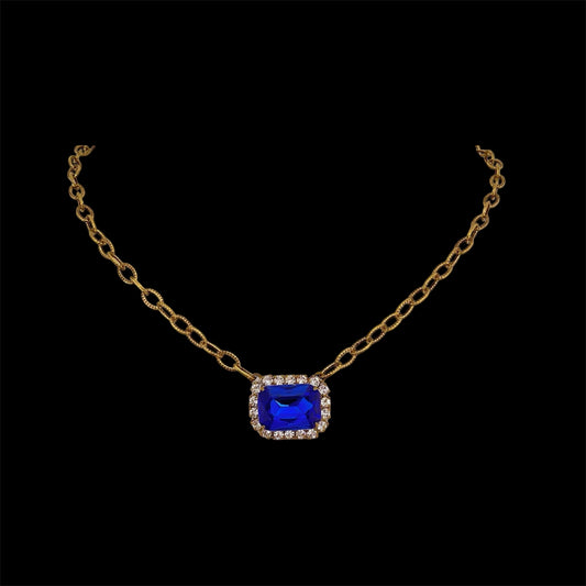 Vintage Chain With Vintage Dark Blue Crystal
