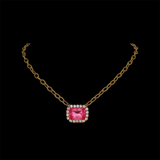 Vintage Chain With Vintage Pink Crystal