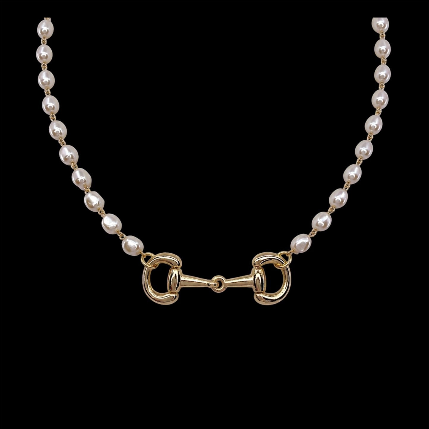 Vintage Faux Pearls With Vintage 3.5" Horse Bit