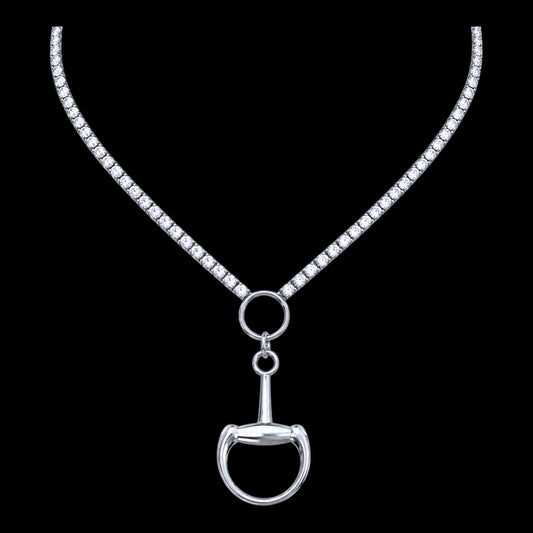 Vintage Rhinestone Chain with Vintage Sterling Plated Horse-Bit