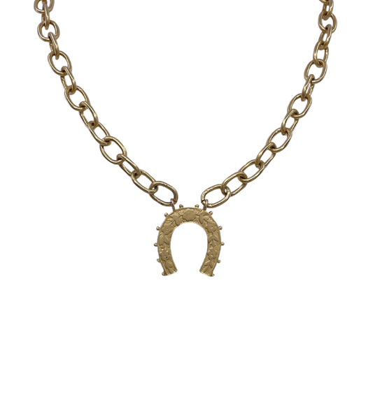 Vintage Chain with Vintage Gold Plated Horse Shoe Pendant