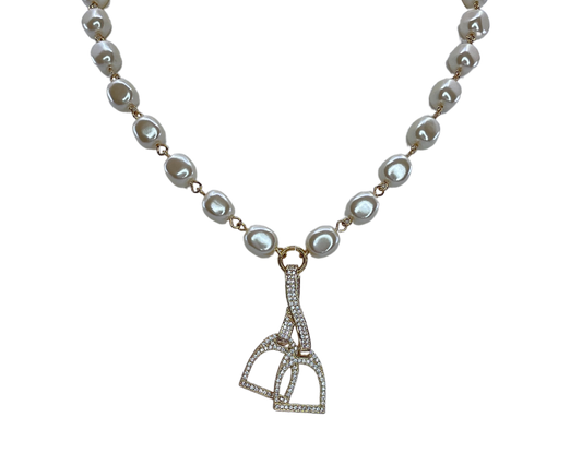 Vintage Pearls and Vintage Rhinestone Horse Stirrup